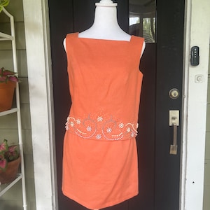 1960s Coral Beaded Mini Skirt Set