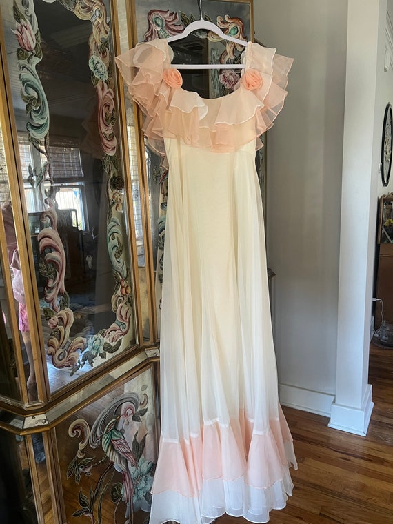 1970s dreamy ruffle wedding prom gown - image 1