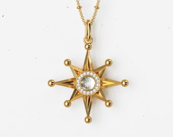 Muonionalusta Meteorite Pendant: Natural Gem Inlay, Pure Gold Plated