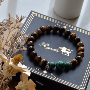 Malachite Beads Bracelet,Tiger&#39;s Eye Bracelet,Healing Meditation Balance Bracelet-Spiritual Protection Inner Peace Anxiety Relief Gift