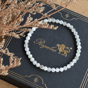 White Moonstone Bracelet,Faceted Glitter Moonstone,Natural Moonstone,Stretch bracelet,Hand made 925 Silver Bead,Stacking Bracelet,Fine Gift