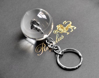 Meteorite Key chain,Campo Del Cielo iron meteorite Inside Crystal Ball,Outer Space Gift