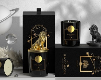 Amber Sandalwood Meteorite Candle: Natural Soy Wax, SPACE GARDEN