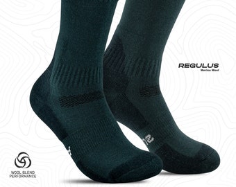 Chaussettes en laine mérinos,Chaussettes de randonnée Regulus pour homme et femme,Chaussettes de sport rembourrées,Chaussettes de trail running en plein air mi-mollet