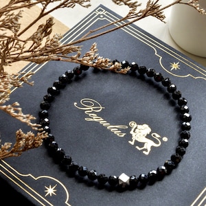 Spinel Bracelet,Faceted Glitter black Spinel,Natural Spinel Bracelet,Stretch bracelet,Hand made Silver Bead,Stacking Bracelet,Fine Gift