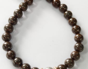 Interstellar Origin,Natural Chondrite + Iron Meteorite Bracelet – Handmade, One-of-a-Kind Collector’s Piece