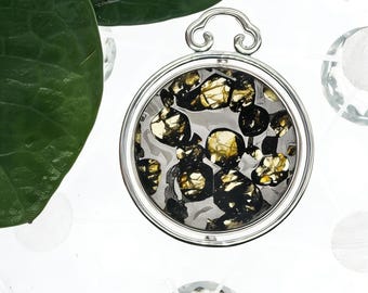 Pallasite Meteorite Rotating Pendant, 925 Sterling Silver, Celestial Space Jewelry