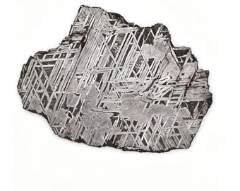 Iron Meteorite Slice,Size: 8.8×6.5×0.2cm,Genuine Space Rock with Widmanstätten Pattern,Natural Cosmic Crystal for Collection