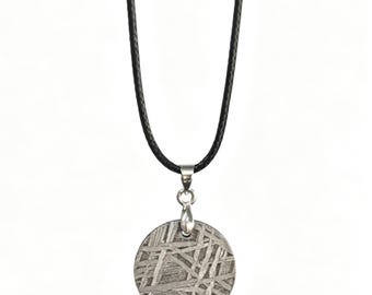 Genuine Iron Meteorite Pendant with Widmanstätten Pattern, Diameter around 2cm, Unique Space Gift, Celestial Necklace