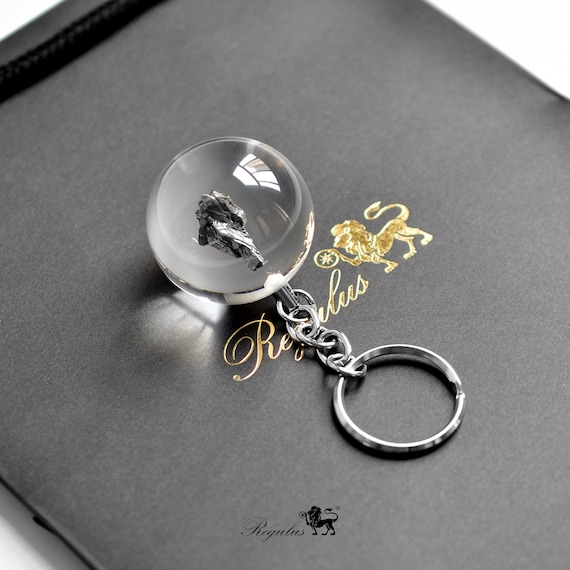 Meteorite Key chain,Campo Del Cielo iron meteorite Inside Crystal Ball,Outer Space Gift