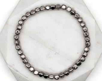 Meteorite Cube Bracelet, Widmanstätten Pattern, Cosmic Stardust, Iron Meteorite Jewelry