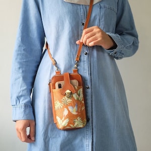 Bolso de cuero personalizado con bolsillo para teléfono, bolso de cuero pequeño, cuerpo cruzado, billetera de cuero para teléfono