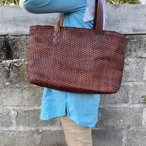 Leather tote bag, woven leather hobo bag,leather crossbody bag, leather shoulder bag,gift for her