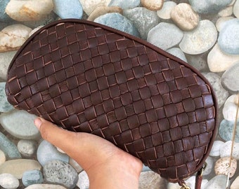 Woven leather wallet | leather wallet | womens wallet