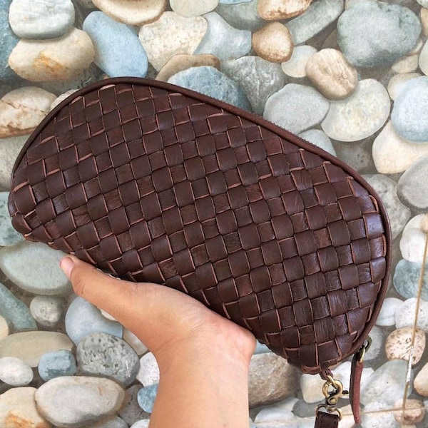 Woven leather wallet | leather wallet | womens wallet