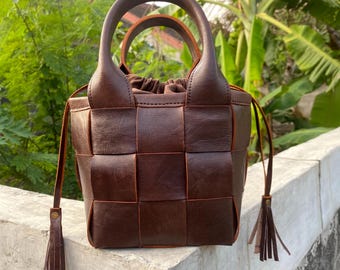 ALTICA Genuine Leather Hand Woven Crosshatch Pattern Ladies