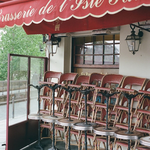 Paris Film Photography, Berthillon Red Chairs, Paris Film Photo, Fine Art Print, 8x10, Paris Photo, Vintage Paris, Paris Wall Art, France