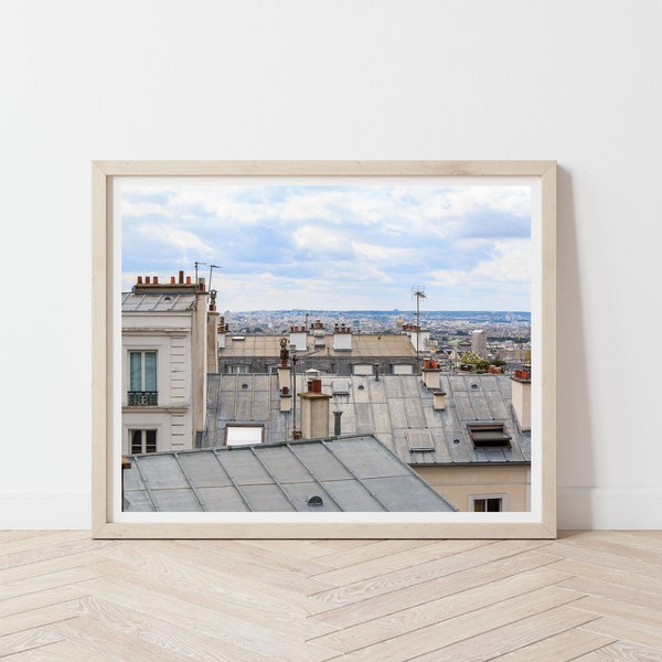 Paris City View, Zinc Rooftops, Montmartre Art Print, View of Paris, Fine Art Photography Print, Paris Wall Art, Paris Poster for Dorm