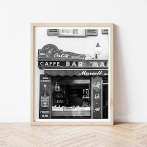 Vintage Italian Cafe Photo, Italian Wall Art, Vintage Italy Print, Storefront, Italy Photography, Italy Travel Print, Lake Como, Black White