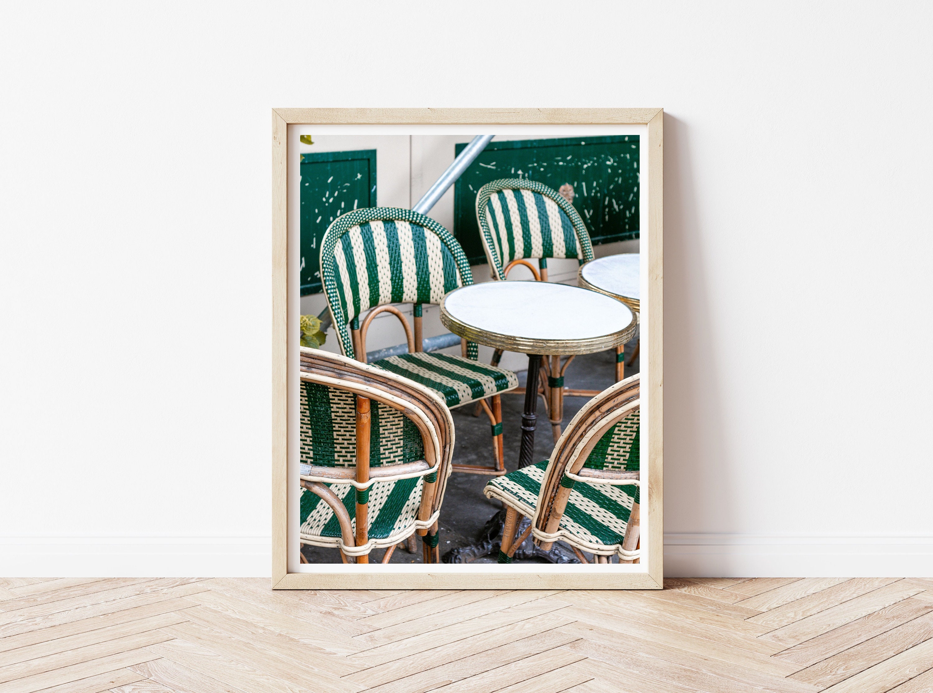 Green Bistro Chairs Photo, Parisian Bistro Chairs, French Cafe Art