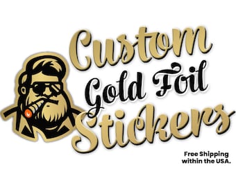 Custom shiny Gold Foil Stickers: Reflective Vinyl, Die Cut Labels