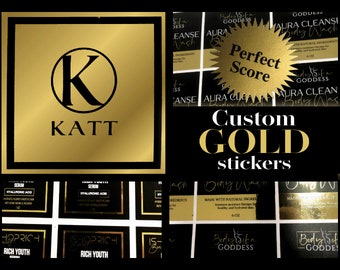 Custom Gold Foil Logo Stickers: Reflective shiny foil Labels