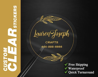 Custom Clear stickers for your business logo and products sticker labels, Waterproof labels vinyl clear label stickers, Die cut labels