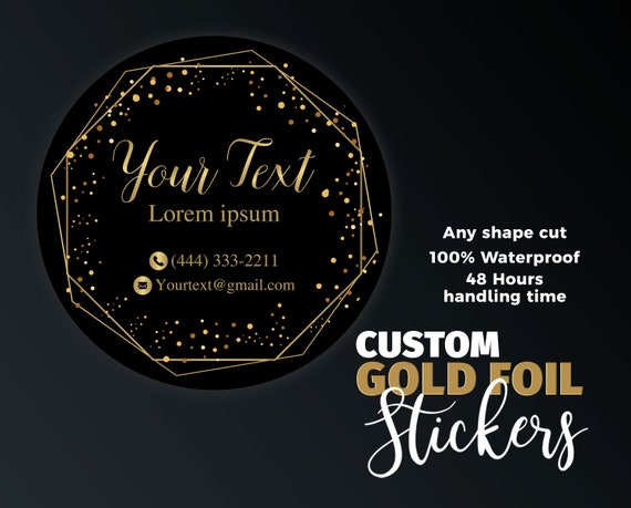 Personalized Metallic Gold Stickers 100% Waterproof, Custom Gold Label,  Shiny Gold Sticker Label, Custom Printed Sticker, Gold Stickers Tags 