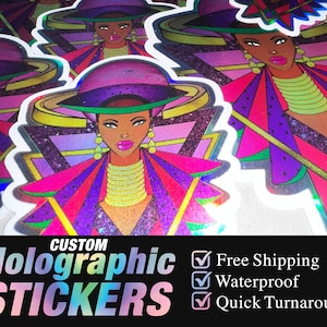 Custom Holographic Vinyl Stickers: Rainbow Foil Labels
