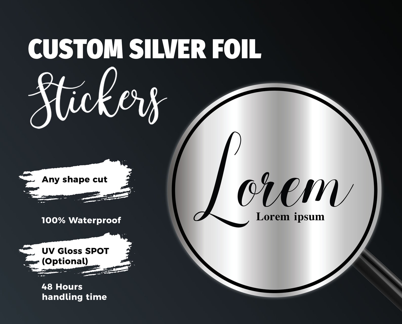 Custom Silver foil stickers metallic shiny vinyl Waterproof Etsy