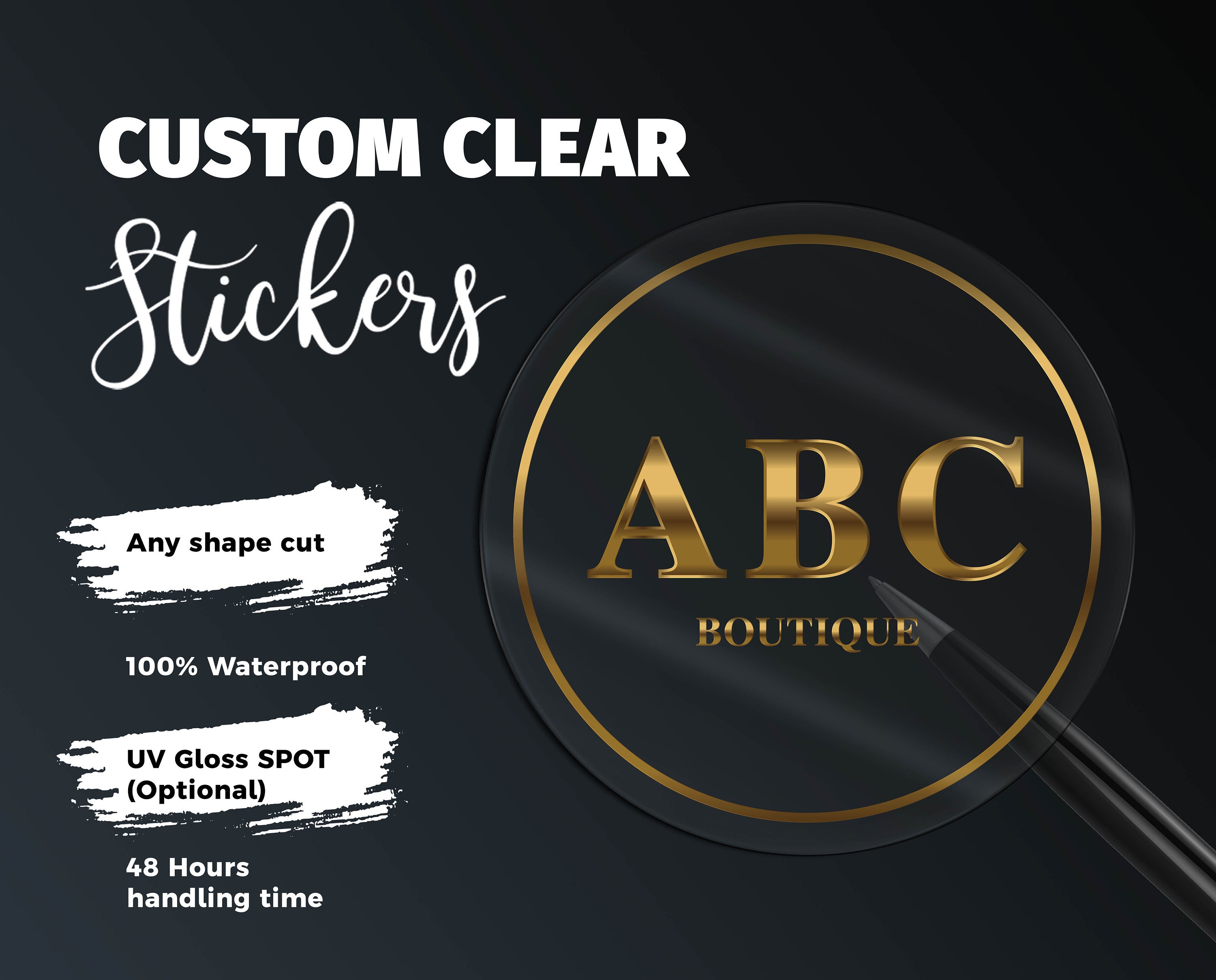 Custom CLEAR stickers BulkDie Cut CLEAR LabelsBusiness Logo Stickers label 