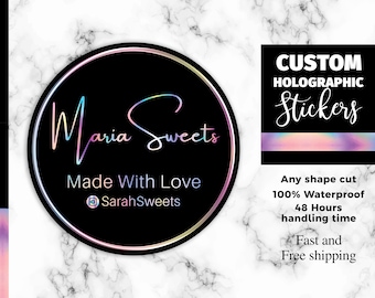 Adesivi olografici personalizzati: etichette in vinile arcobaleno