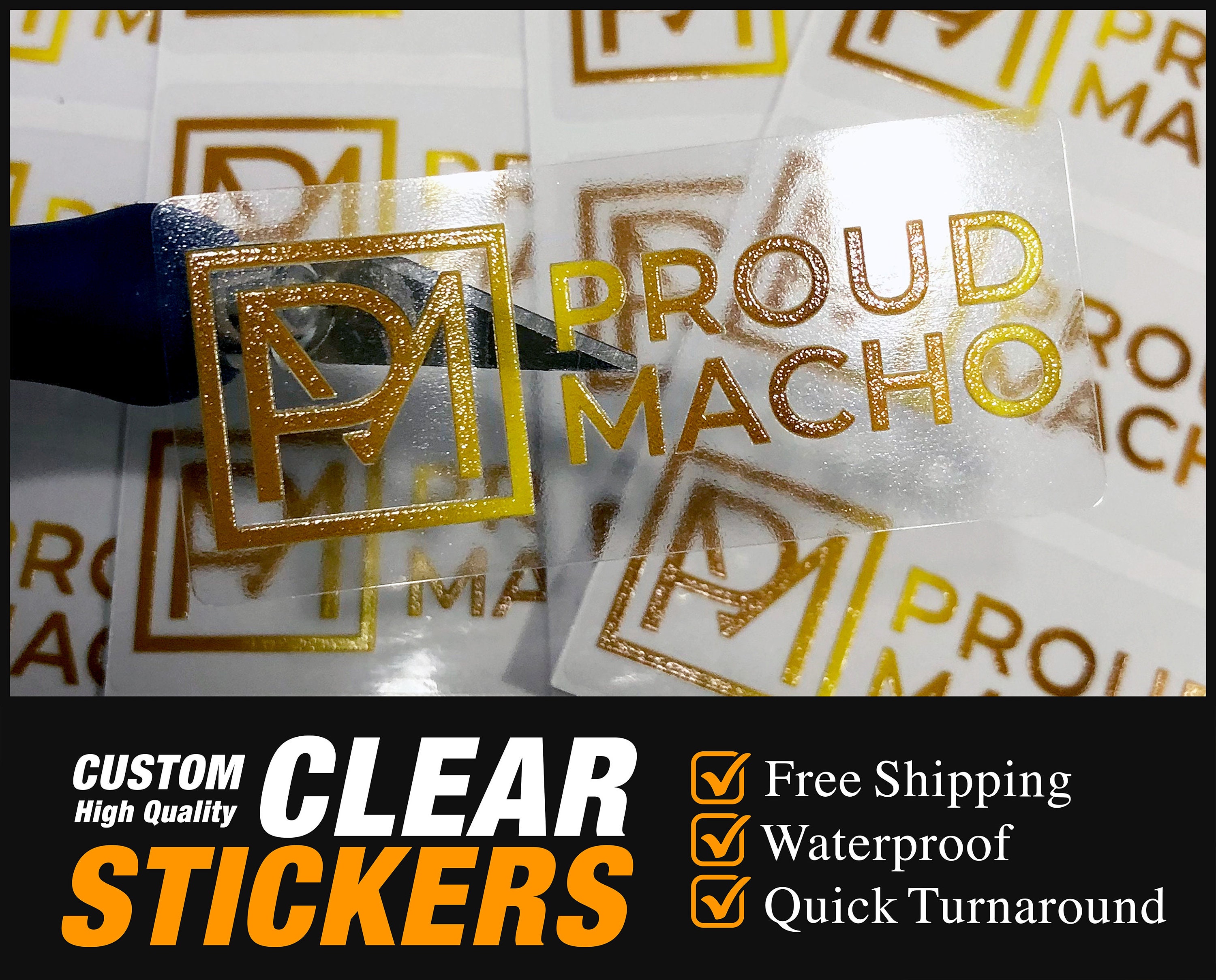 Custom Die Cut Clear Stickers Any Shape Cut Embossing UV Spot