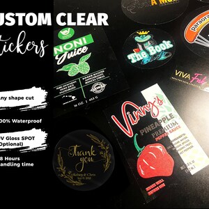 Custom Clear Waterproof Stickers: Business Logo, White Ink