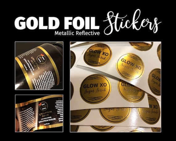 Gold Foil Stickers: Custom Reflective Waterproof Labels