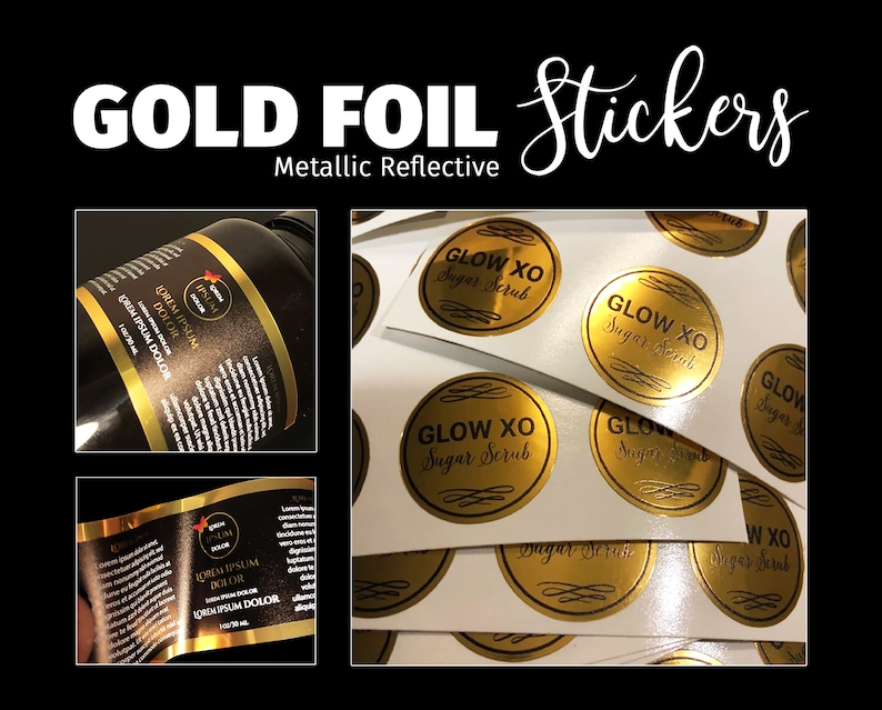 Custom Gold mirror foil stickers