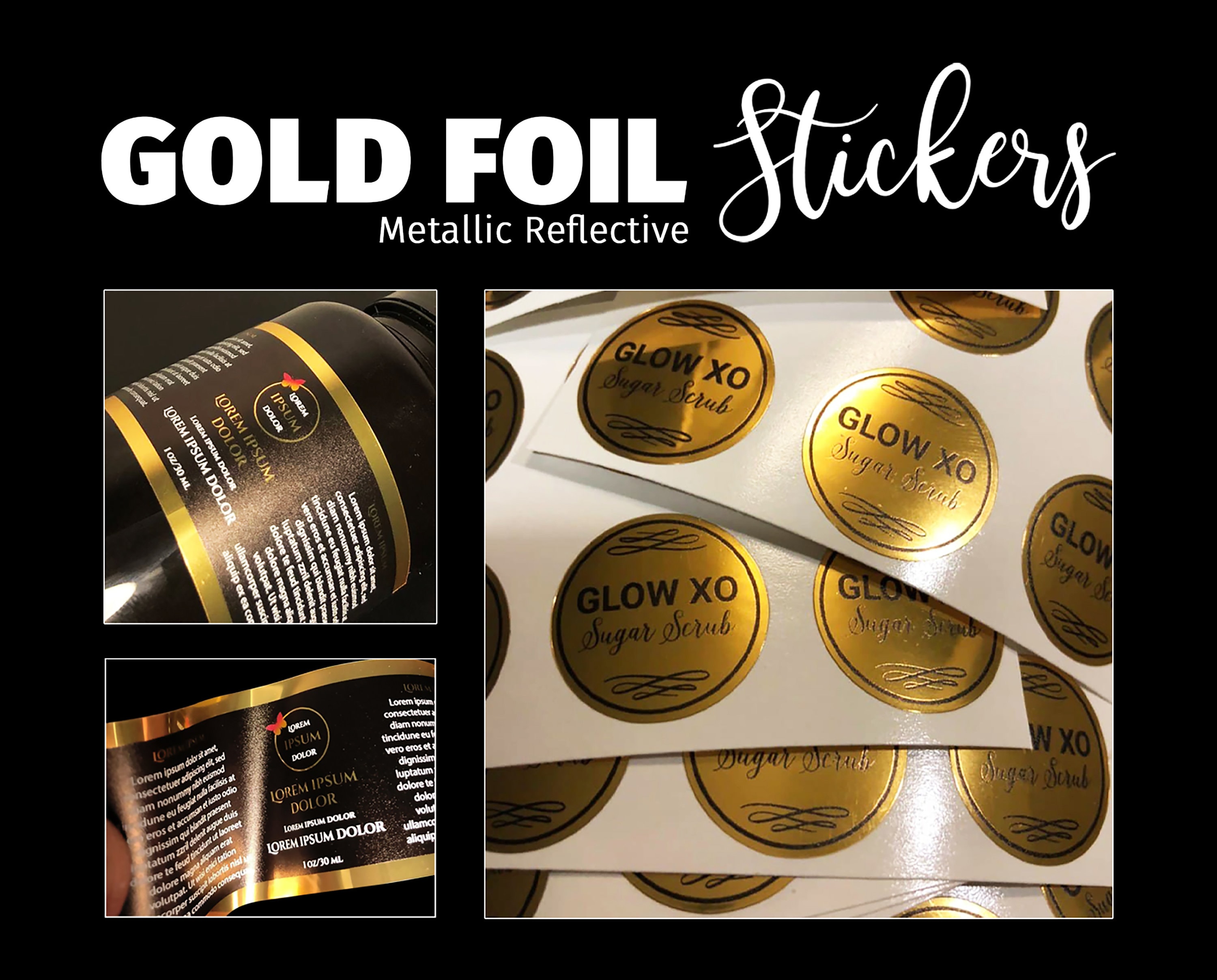 Best Quality GOLD FOIL Stickers Reflective Foil Any Shape Cut, Custom  Stickers Waterproof Vinyl Labels, Reflective Gold Labels 