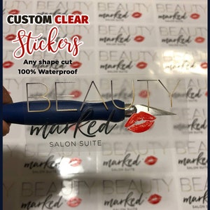 Custom Clear Die Cut-stickers voor uw producten, aangepaste logo-stickers, Logo Clear-stickers, waterdicht Clear vinyl, Uw logo duidelijke labels