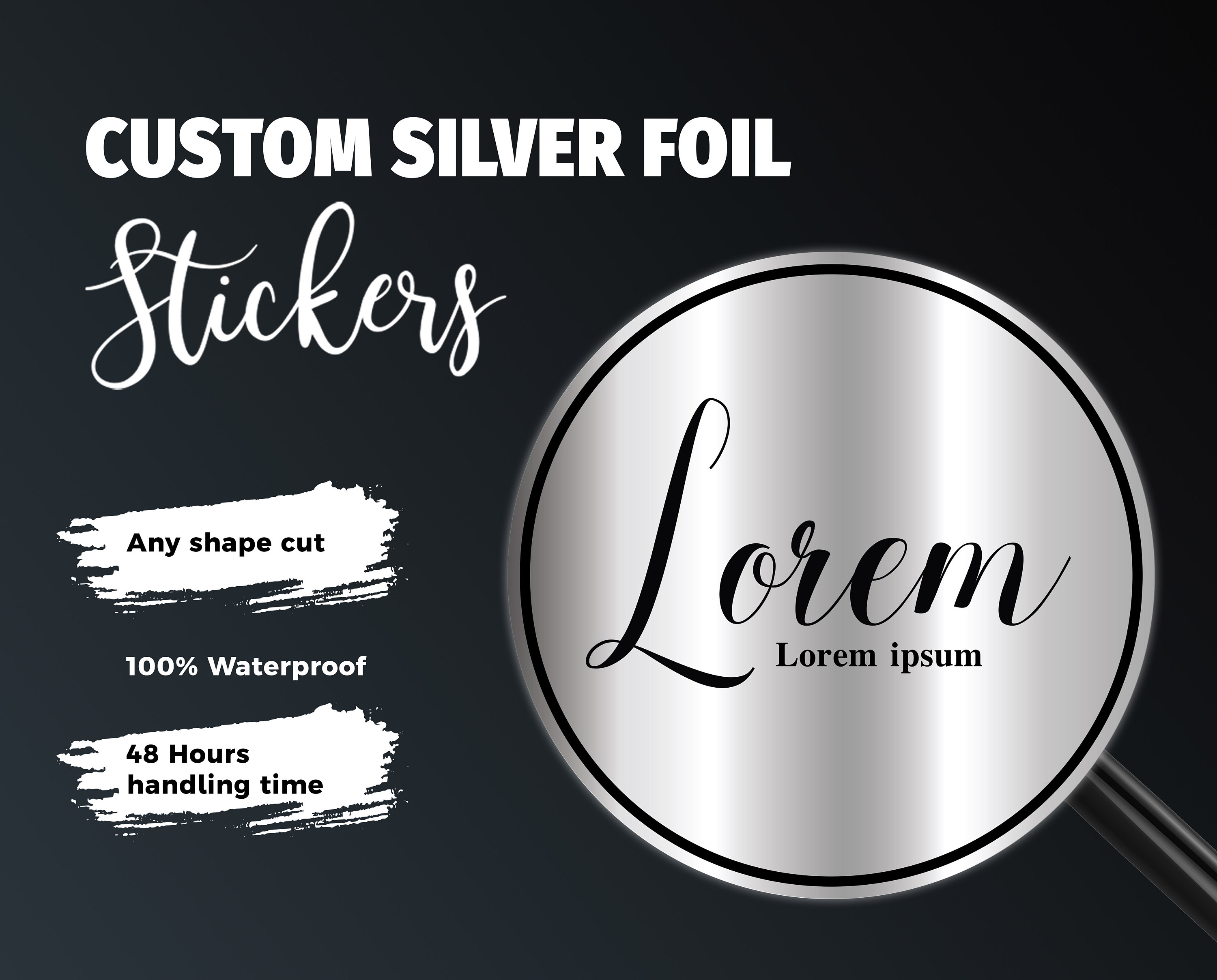 100pcs Silver Stickers Customize Transparent Logo Sticker Foil