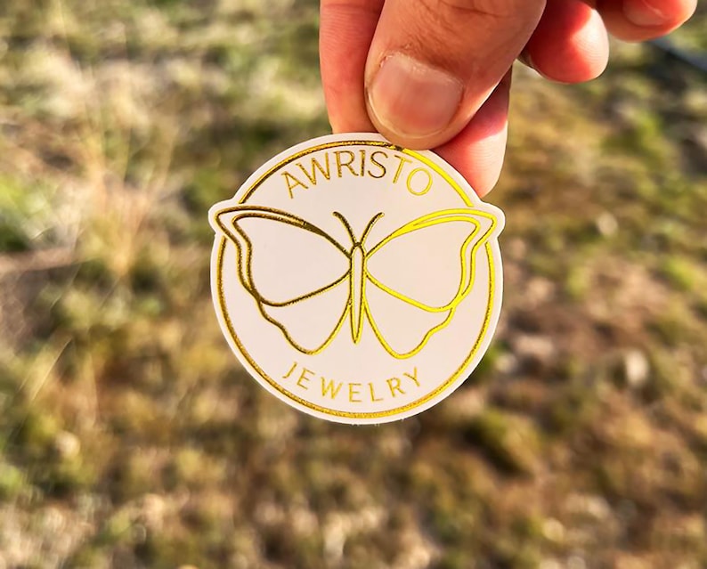 Gold Foil Stickers: Custom Reflective Waterproof Labels immagine 6