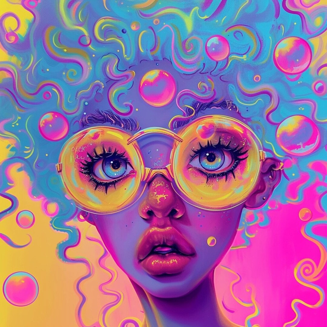 Digital Print, 10x10 Art Print, Rave Girls, Rave Girl Art, Retro Art