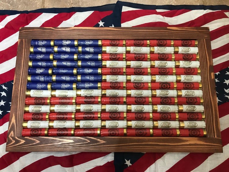 Shotgun Shell Rustic Wood American Flag Wall Decor Made With | Etsy