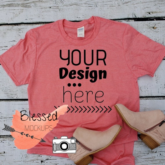 Download Free Peach T Shirt Mock Up Blank Shirt Mockup Coral Tee Psd Mockups PSD Mockup Template