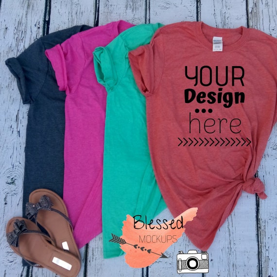 Download Free T-Shirt Mockup Bundle Gildan Softstyle Flatlay ...