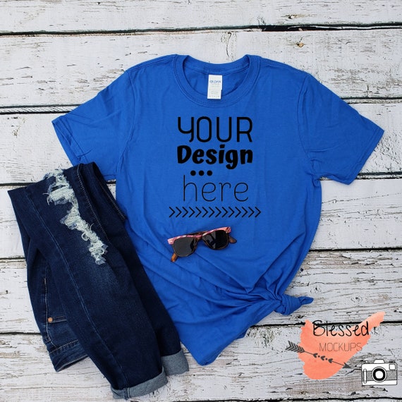 Download Royal Blue Tshirt Mockup Womens Tee Mockup Dark Blue Tshirt Etsy