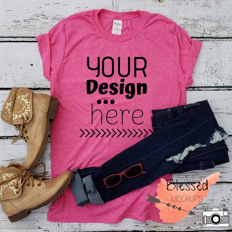 Download Hot pink tshirt mockup girly shirt mock up bright pink | Etsy