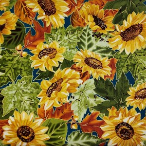 Fall Sunflowers Cotton Fabric sold by 1/2 yard