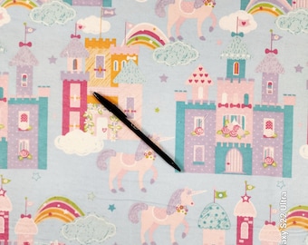 Unicorns and Castles Cotton Flannel Fabric