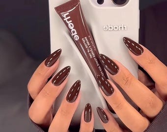 Walnut Brown Press On Nails | Autumn False Nails, Nail Art | brown nails | brown gel press ons | brown press on nails | autumn nails