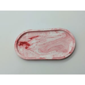 Oval Trinket Tray Pink Marble Effect 7 Inches Handmade NEW